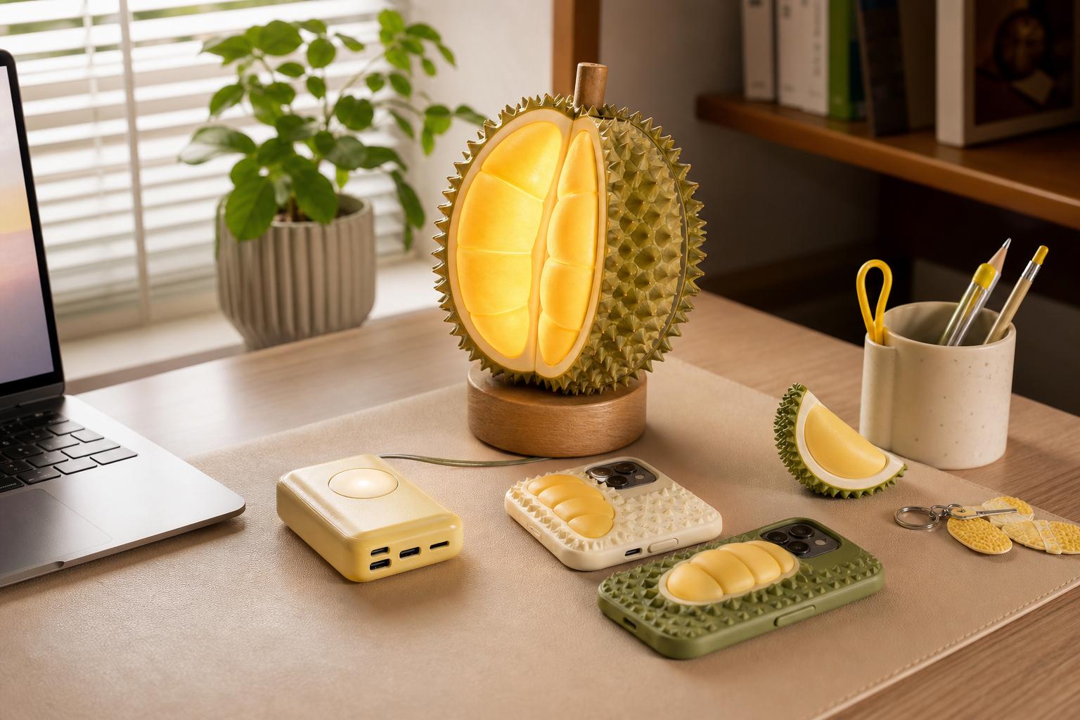 AI-generated Spicy Durian product concept scene